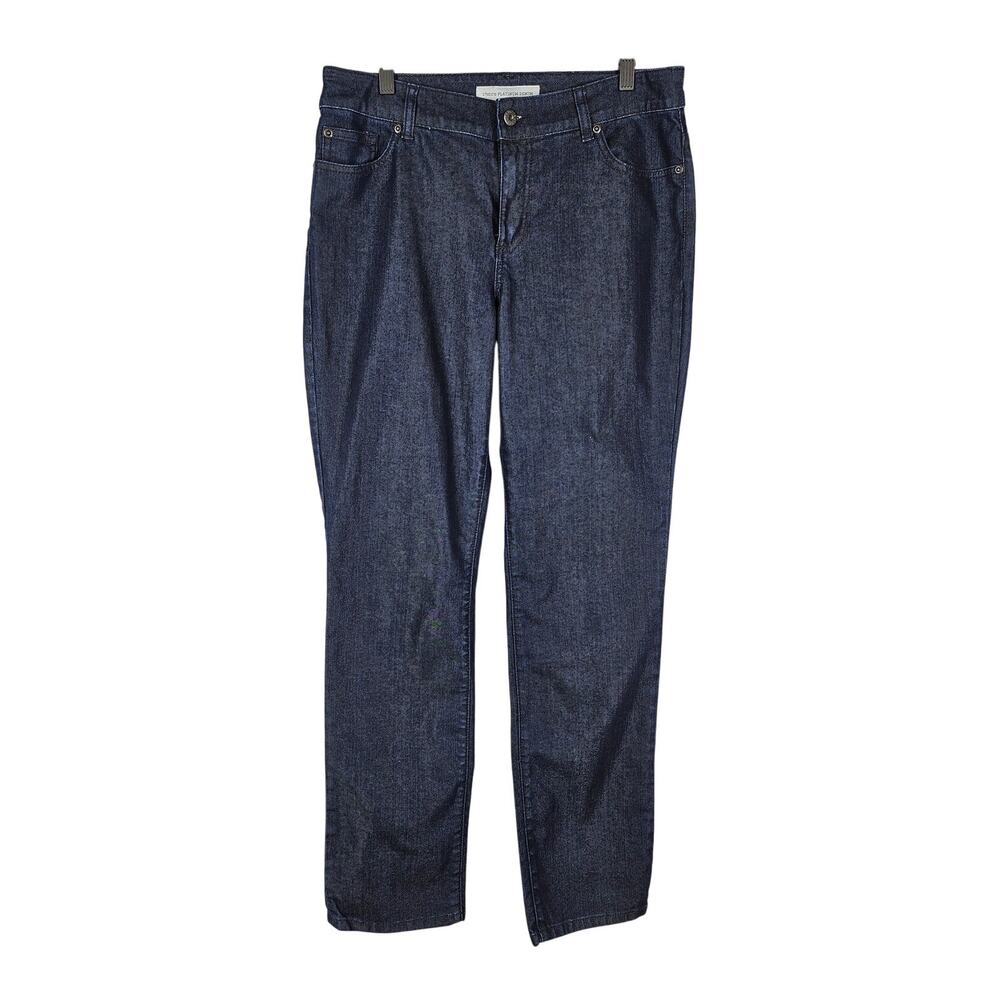 CHICO'S WOMEN'S BLUE PLATINUM DENIM ULTIMATE FIT SLIM LEG JEAN PANT SIZE 1.5 REG